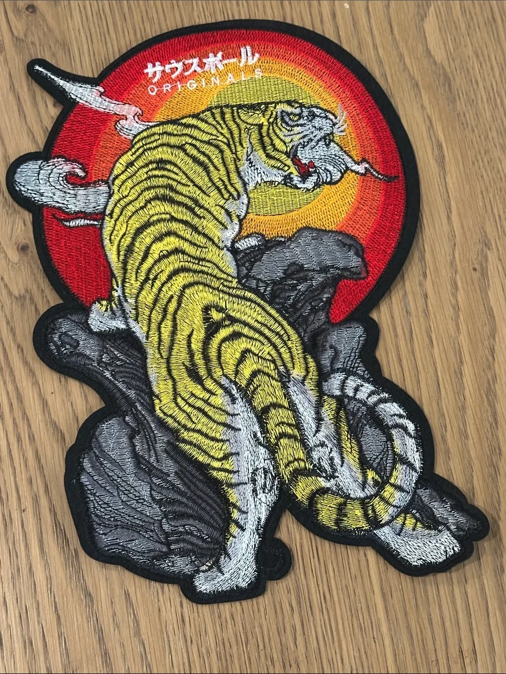 Embroidered Tiger Patch with Sunset Accent
